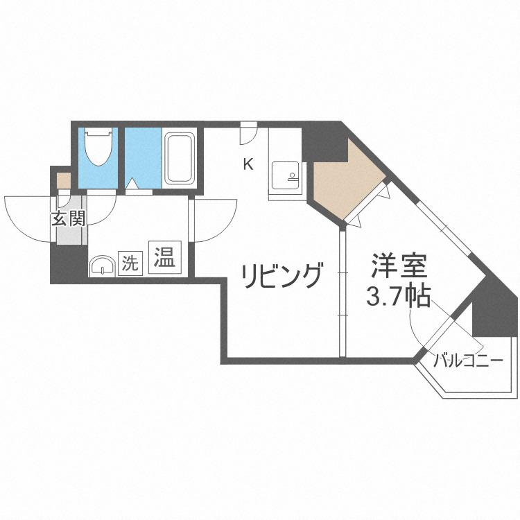 カルフール大通東(1LDK/2階)の間取り写真