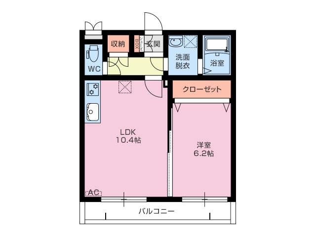 ラポール今沢(1LDK/1階)の間取り写真