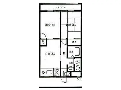 リトルリバーコーポ(2DK/3階)の間取り写真