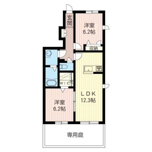 クレスティーク(2LDK/1階)の間取り写真