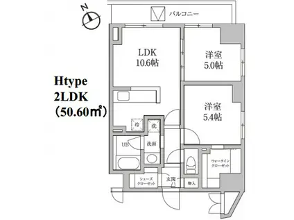 レジディア日本橋馬喰町II(2LDK/13階)の間取り写真