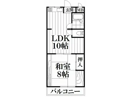オリエント鴻池(1LDK/1階)の間取り写真