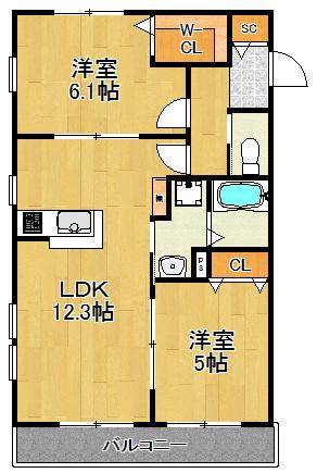 ボナール武蔵新城(2LDK/3階)の間取り写真