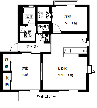 グランシードK B(2LDK/1階)の間取り写真