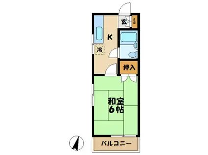 ハイツ富沢(1K/2階)の間取り写真