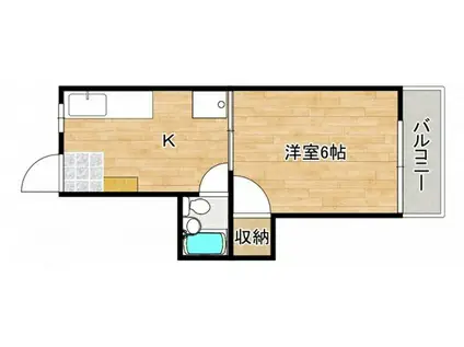 第2木本ビル(1K/2階)の間取り写真