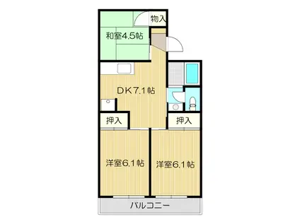 セジュール高井(3DK/2階)の間取り写真