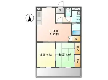 VILLA 上小田井壱番館(2LDK/5階)の間取り写真