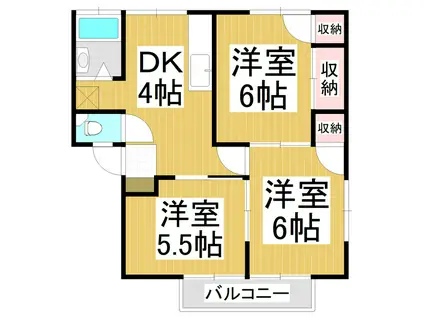 徳永ハイツ(3DK/2階)の間取り写真