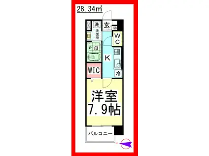 SFオーラヴィーヌ(1K/4階)の間取り写真