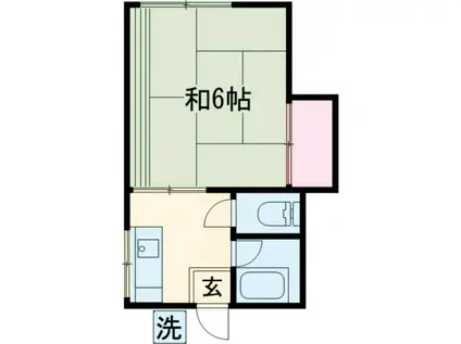 東急目黒線 大岡山駅 徒歩5分 2階建 築50年(1K/2階)の間取り写真