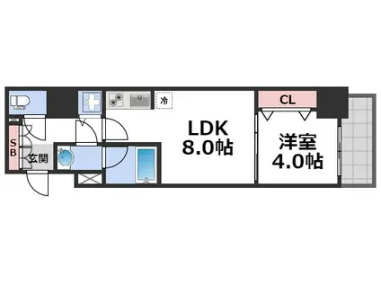 RISING MAISON 本町橋(1LDK/2階)の間取り写真