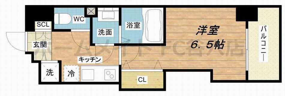 LUXE難波西I(1K/8階)の間取り写真