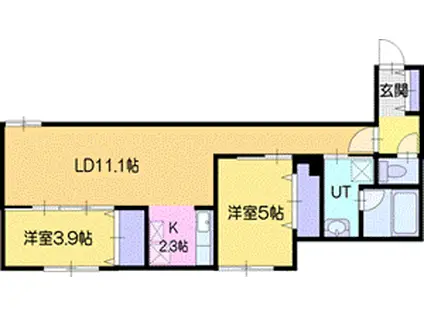 野幌DUO(2LDK/3階)の間取り写真