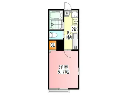 ロジュマン日野南平II番館(1K/1階)の間取り写真