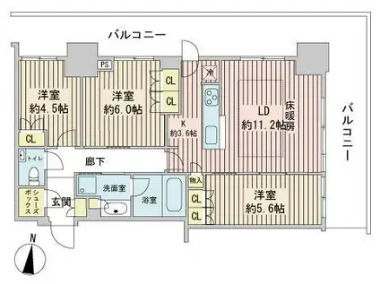 ライオンズタワー札幌(3LDK/17階)の間取り写真