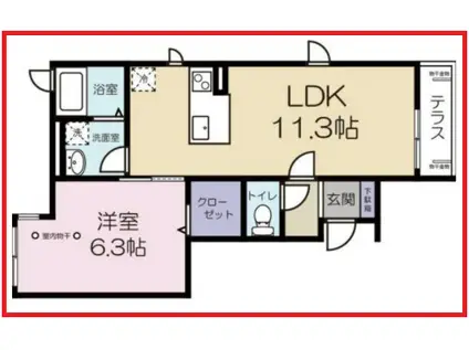 カーサケーツー(1LDK/1階)の間取り写真