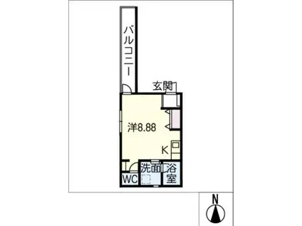名鉄常滑線 豊田本町駅 徒歩3分 3階建 築3年(ワンルーム/2階)の間取り写真