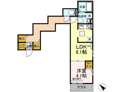 クレスタ(1LDK/1階)の間取り写真