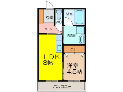 ひまわりマンション(1LDK/1階)の間取り写真