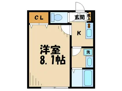 ソレイユ田端(1K/2階)の間取り写真