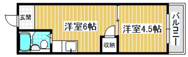 フロンティアハイツFUJIWARA(1DK/3階)の間取り写真