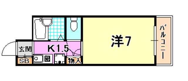 スマ扇コーポ(1K/3階)の間取り写真