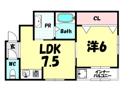 サンビルダー大日通(1LDK/2階)の間取り写真