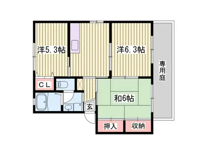 シャーメゾン志保 B棟(3K/1階)の間取り写真