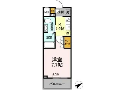 イーストサイドレジデンス(1K/1階)の間取り写真