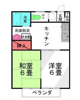 DI荒井(2DK/2階)の間取り写真