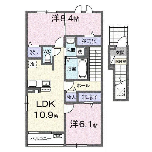 阿武隈急行 角田駅 徒歩32分 2階建 築2年(2LDK/2階)の間取り写真