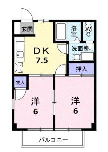 エトワール(2DK/1階)の間取り写真