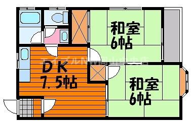 ルージー大森(2DK/1階)の間取り写真