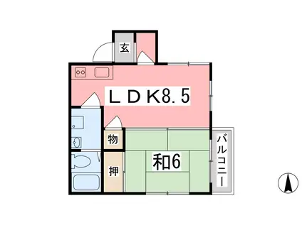 マンション藤(1LDK/5階)の間取り写真