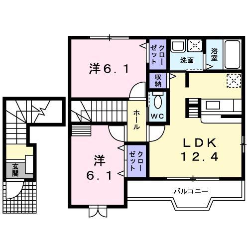 アルモニー I(2LDK/2階)の間取り写真