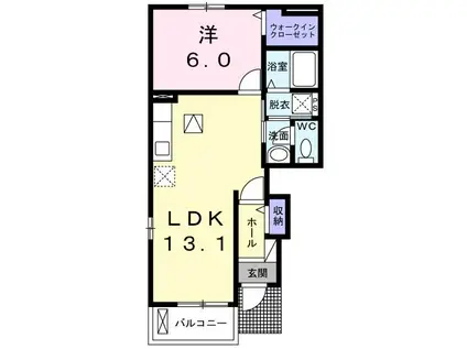 ラックヒルズA(1LDK/1階)の間取り写真