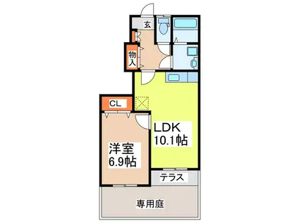 ボンヌールパンションII(1LDK/1階)の間取り写真