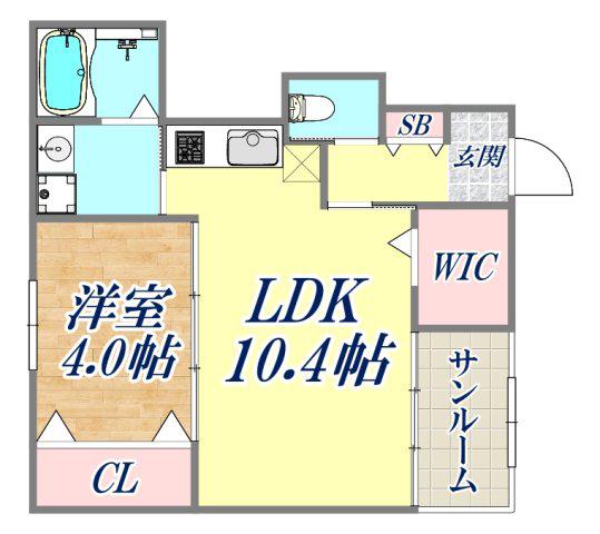 アルバ西岡本(1LDK/1階)の間取り写真