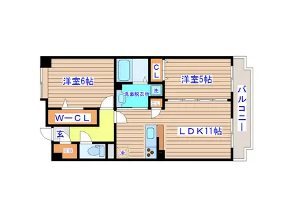 プライムアーバン長町一丁目(2LDK/5階)の間取り写真