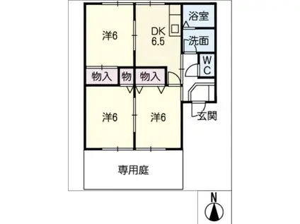 グリーンコートA(3DK/1階)の間取り写真