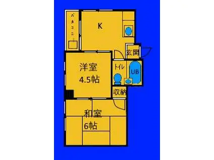 ハイツ西口(2K/2階)の間取り写真