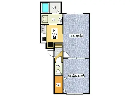 リバティ西富(1LDK/3階)の間取り写真