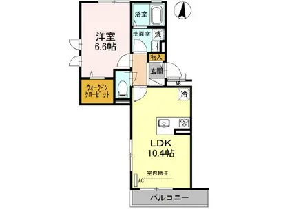 レフィナードKHY I棟(1LDK/2階)の間取り写真