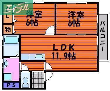 グリーンピア福浜(2LDK/1階)の間取り写真