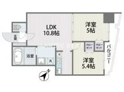 ティ・ファインズ平尾(2LDK/4階)の間取り写真