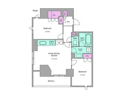 レジディア京本郷IV(2LDK/11階)の間取り写真