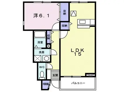 サンブリッジII(1LDK/1階)の間取り写真