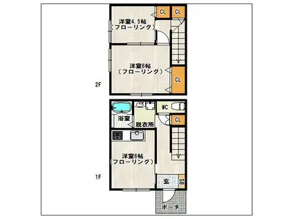 BRAVE三嶋(2DK/1階)の間取り写真