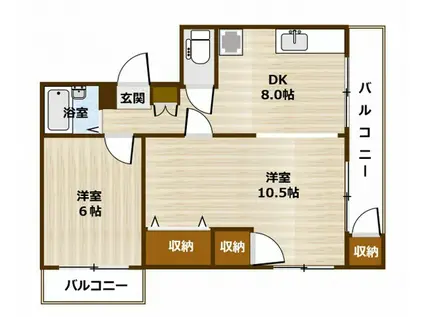 アズサコーポ(2DK/4階)の間取り写真